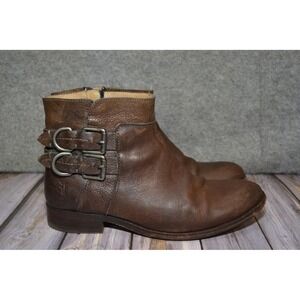 Frye Boots Womens Size 8.5 B Brown Leather Ankle Buckle Booties 3472102-CCL